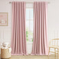 Pink 100% Blackout Linen Curtains 108 Inch 2 Panels Set by Guken