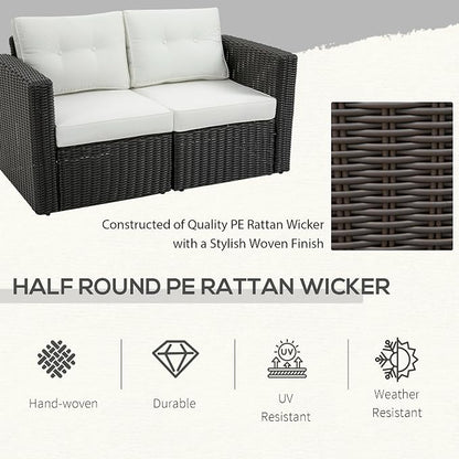 Outsunny 2 Piece Patio Wicker Corner Sofa Set, Outdoor PE Rattan Furniture - Image 4