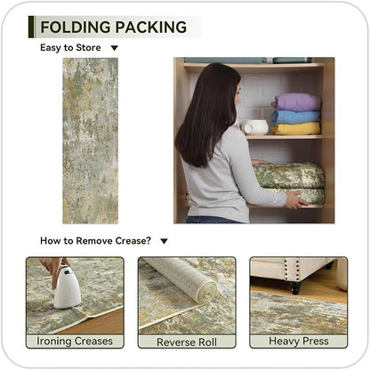 Green Rug Runners for Hallways Kitchen 2.6x8 Non Slip Washable Entryway Runner - Image 7