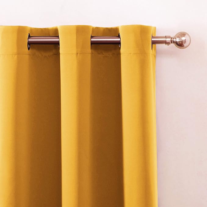 Yellow Thermal Blackout Curtains/38 x 63 Inch/Set of 2 Panels Room Darkening - Image 7