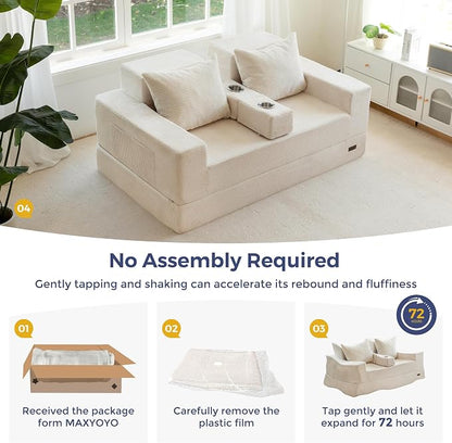 MAXYOYO Loveseat Sofa Bed, 4 in 1 Convertible Boneless Couch Folding Recliner - Image 8