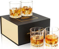 KANARS Old Fashioned Whiskey Glasses - Multi Designs Bourbon Glass 10 oz with Luxury Box - Ultra Clear Crystal Rocks Barware for Scotch, Irish Whisky, Rum and Cocktail - Set of 4