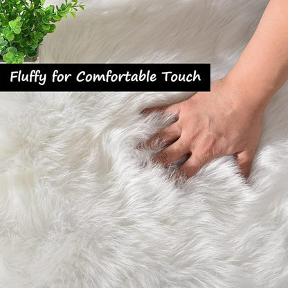 Goolela White Sheepskin Area Rug 9x12 Fluffy Fuzzy Furry Rug - Image 4