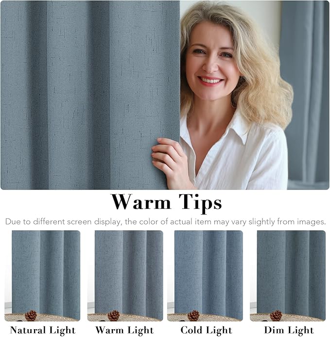 H.VERSAILTEX Linen Blackout Curtains 54 Inches Long 100% Blackout Thermal - Image 5