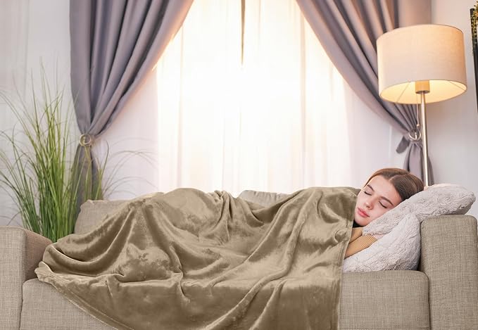 Utopia Bedding Ultra Soft Fleece Bed Blanket Throw Size Camel | Microfiber - Image 6