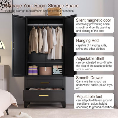 erosoei Metal Armoire Wardrobe Closet, 71 "Metal Clothing Storage Cabinet - Image 3