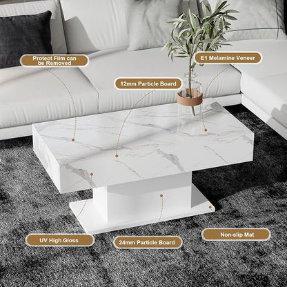 HedoAjim Led Coffee Table for Living Room, Living Room Table Rectangular Center - Image 6