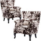 Set of 2 Mid-Century Modern Accent Chair, Velvet Armchair w/Tufted Back/Wood by DMFurniture