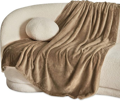 Bedsure GentleSoft Fleece Throw Blanket Camel - Image 2