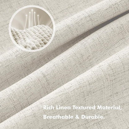 MIULEE 100% Blackout Linen Curtains 42 x 96 Inch Light Cream 2 Panels | Thermal - Image 3