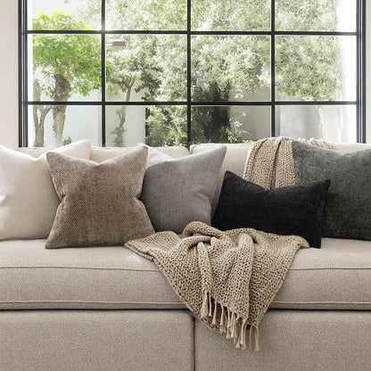 MIULEE Decorative Couch Throw Pillow Covers 22x22 Inch Neutral Khaki 2 Pack | - Image 2