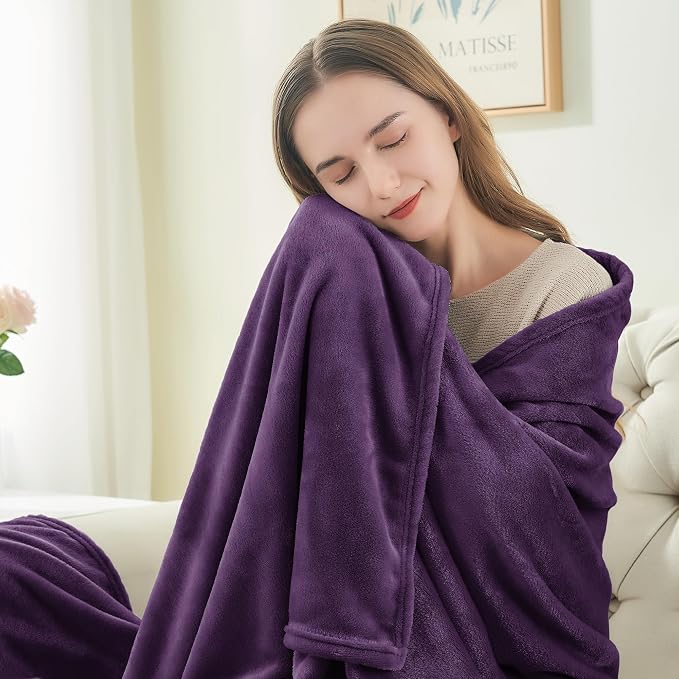 BEDELITE Fleece Blanket Soft Plush King Size Bed Blanket Purple 108"x90" | - Image 3