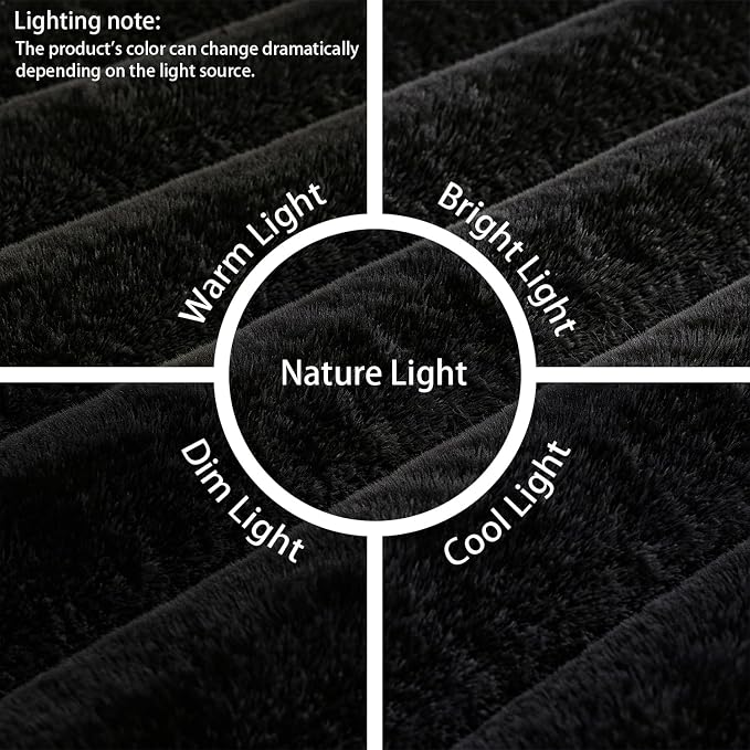 Black Rabbit Striped Plush Rug 6'x9', Fluffy Shaggy Area Rug - Image 2