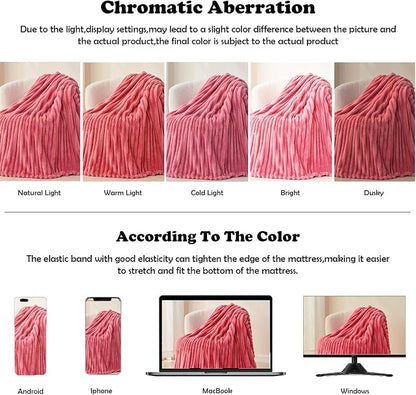 NEWCOSPLAY Fleece Ribbed Cozy Queen Blanket - Image 6