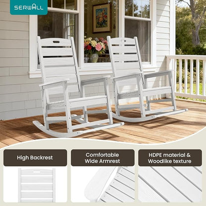 SERWALL Outdoor Rocking Chair Set of 2, Oversized Rocking Chair - Image 6