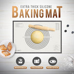 26 * 16 inches Black, Non-Slip Silicone Baking Sheets - Baking Mat with 0.7mm Thickness - Non-Stick Pastry & Cookie Mat for Kitchen Counter for Rolling Out Dough with Measurements.