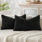 MIULEE Decorative Lumbar Throw Pillow Covers 12x20 Inch Black 2 Pack | Modern by MIULEE