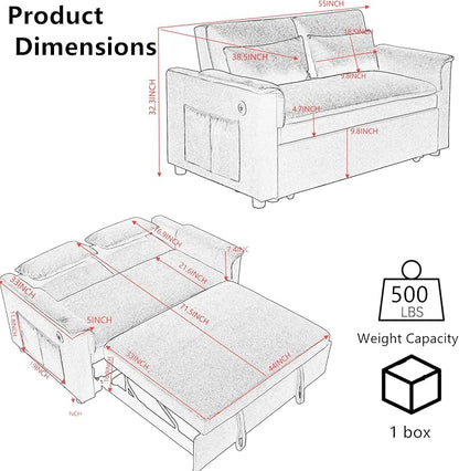 55.5" Small Sleeper Sofa Couch - Image 3