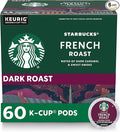 Starbucks K-Cup Coffee Pods, Dark Roast Coffee, French Roast for Keurig Brewers, 100% Arabica, 6 boxes (60 pods total)