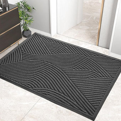 Sturdy Front Door Mat, Absorbent Muddy Dirt Resist Welcome Door Mats Outdoor by HIYARD