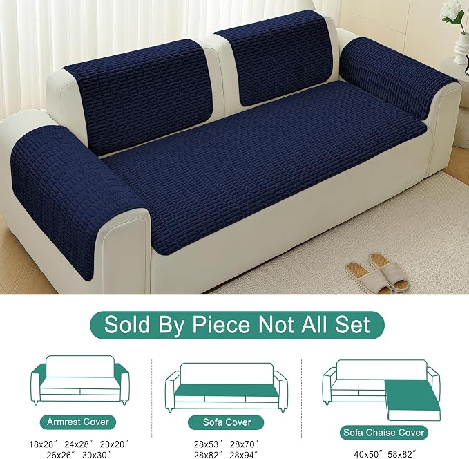Foxdecor Couch Arm Covers Sofa Armrest Covers, Arm Chair Covers Set of 2 - Image 6