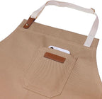Kitchen Apron, Mens Womens Professional Chef Bib Apron for Cooking Grill BBQ, Cotton with Pockets Towel Loop and Adjustable Neck Straps