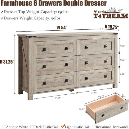 T4TREAM Farmhouse 6 Drawers Dresser - Image 2