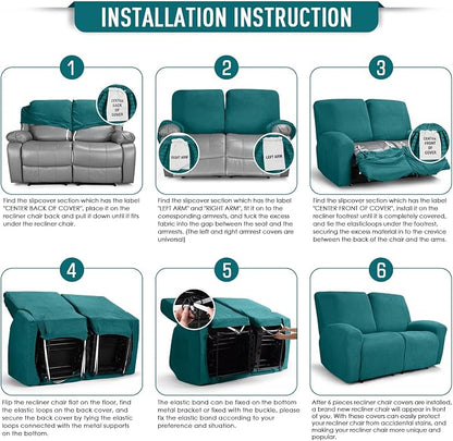 TAOCOCO Recliner Loveseat Slipcover, 6 Pieces Dual Recliner Sofa Covers - Image 6