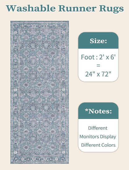 SERISSA 2x6 Washable Non Slip Floral Boho Runner Rug - Image 6