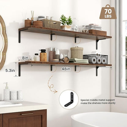 Fun Memories Deep Floating Shelves, 48W x 8D Floating Shelves Set of 2 - Image 3