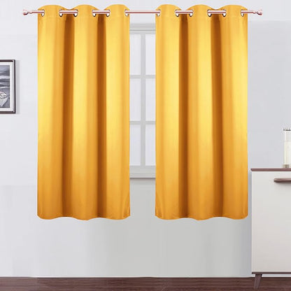 Yellow Blackout Curtains 34 x 63 Inch Length/Set of 2 Curtain Panels/Thermal by Lemomo