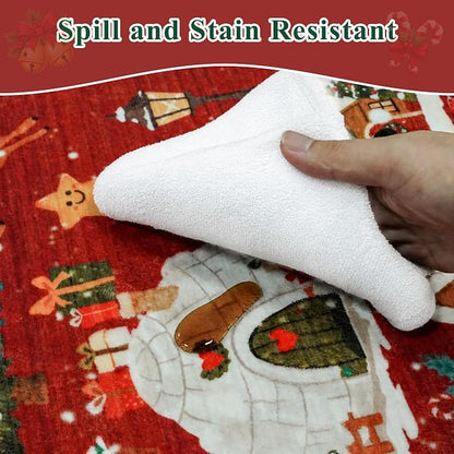 Washable Christmas Rug Runner 3x4: Non Slip Small Area Rug - Image 6