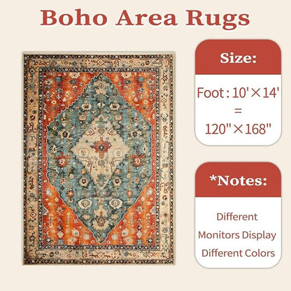 SERISSA 10x14 Washable Non Slip Boho Area Rug - Image 6