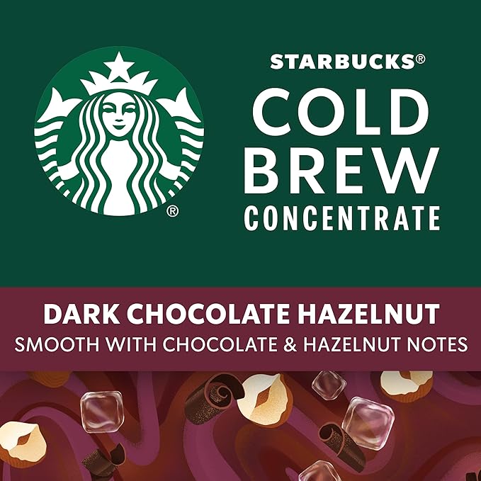 Starbucks Cold Brew Coffee Concentrate, Naturally Flavored Dark Chocolate Hazelnut, Multi-Serve Bottle (32 Fl Oz)