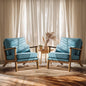 VINGLI Solid Wood Wide Armrests Accent Chair Set of 2, Upholstered Mid Century by VINGLI
