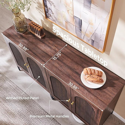 IFBUY Modern Sideboard Buffet Cabinet, 123.5" W Fluted Arched Buffet Cabinet - Image 6