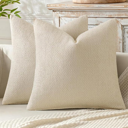 MIULEE Decorative Couch Throw Pillow Covers 20x20 Inch Neutral Cream 2 Pack | by MIULEE