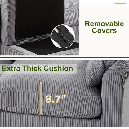 HAOMARKETS Corduroy 2-Piece Sofa Set, Upholstered Ottoman and Loveseat 2-Seater - Image 4