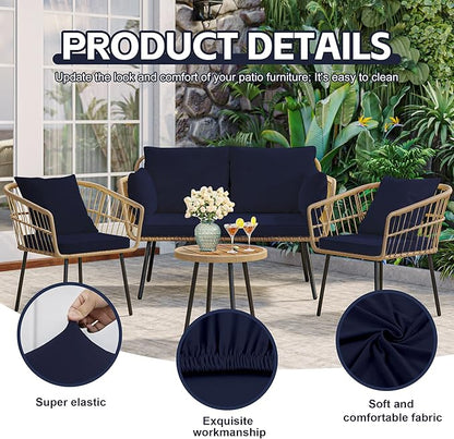 8Pcs Patio Cushion Covers, Outdoor Stretch Cushion Covers, Washable | Stretch - Image 3