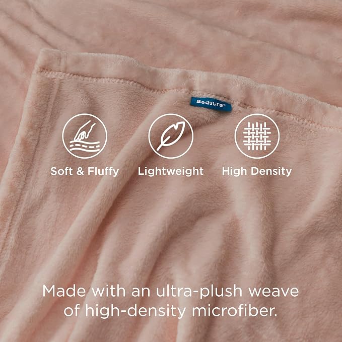 Bedsure GentleSoft Fleece Throw Blanket Dusty Pink - Image 3
