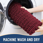 Arotive Luxury Chenille Bathroom Rug Mat, Extra Soft Thick Absorbent Shaggy Bath Rugs, Non-Slip Machine Wash Dry, Plush Bath Mats for Bathroom, Shower and Tub, 30x17, Burgundy