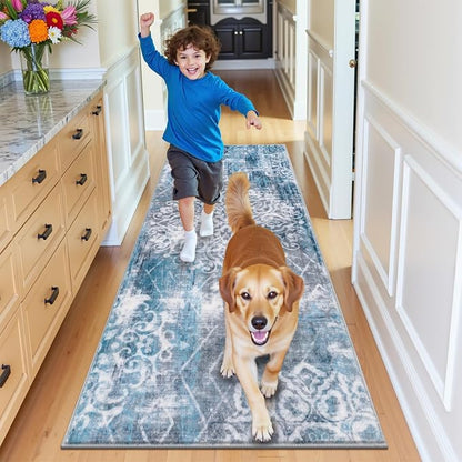 HEBE Hallway Runner Rug 2'x5', Washable Non Slip Kitchen Rug Runner | Soft Boho - Image 8