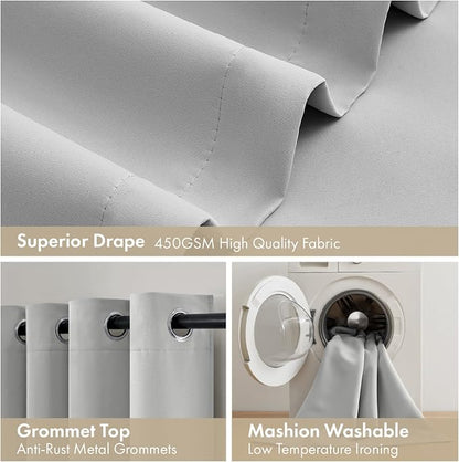 MIULEE Light Grey 96 Inch 100% Blackout Curtains - Image 7