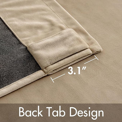 MIULEE Velvet Curtains 52x96 inches 2 Panels Cream Beige Blackout Curtains | - Image 3