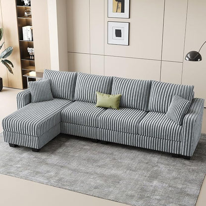 Belffin Sectional Couch with L-Shape Chaise L Shaped Couch with Ottoman - Image 3