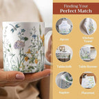Maison d' Hermine Coffee Mug with Handles Fine Bone China Mugs Pack of Two Tea Cups for Hot Beverages Cappuccino Latte Home Restaurant Office Perfect for Gift (Fleurs De Mai, 12 Ounce)