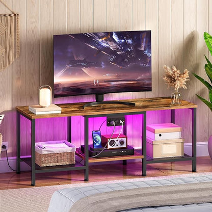 HOOBRO TV Stand with Charging Station to 55 Inches, LED Entertainment Center by HOOBRO