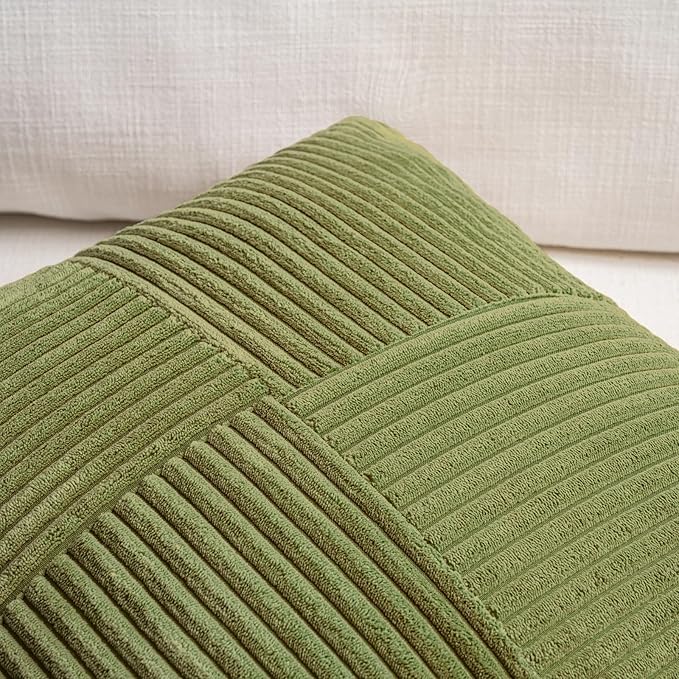 Fancy Homi 2 Packs Moss Green Decorative Throw Pillow Covers 16x16 Inch - Image 4