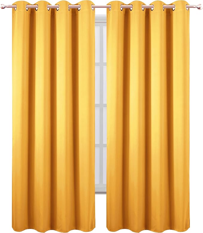 Blackout Curtains 66 x 84 inch/Yellow Curtains Set of 2 Panels/Thermal - Image 2