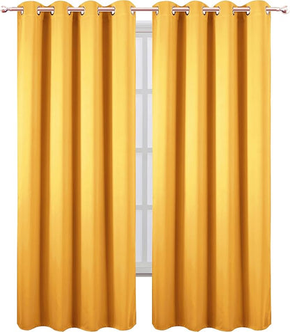 Yellow Thermal Blackout Curtains/52 x 95 Inch/Set of 2 Panels Room Darkening - Image 2
